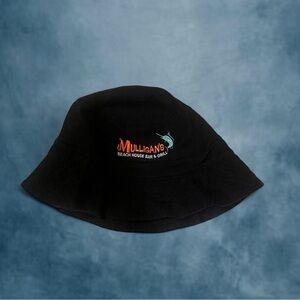 Black Bucket Hat with Embroidered mulligans Logo